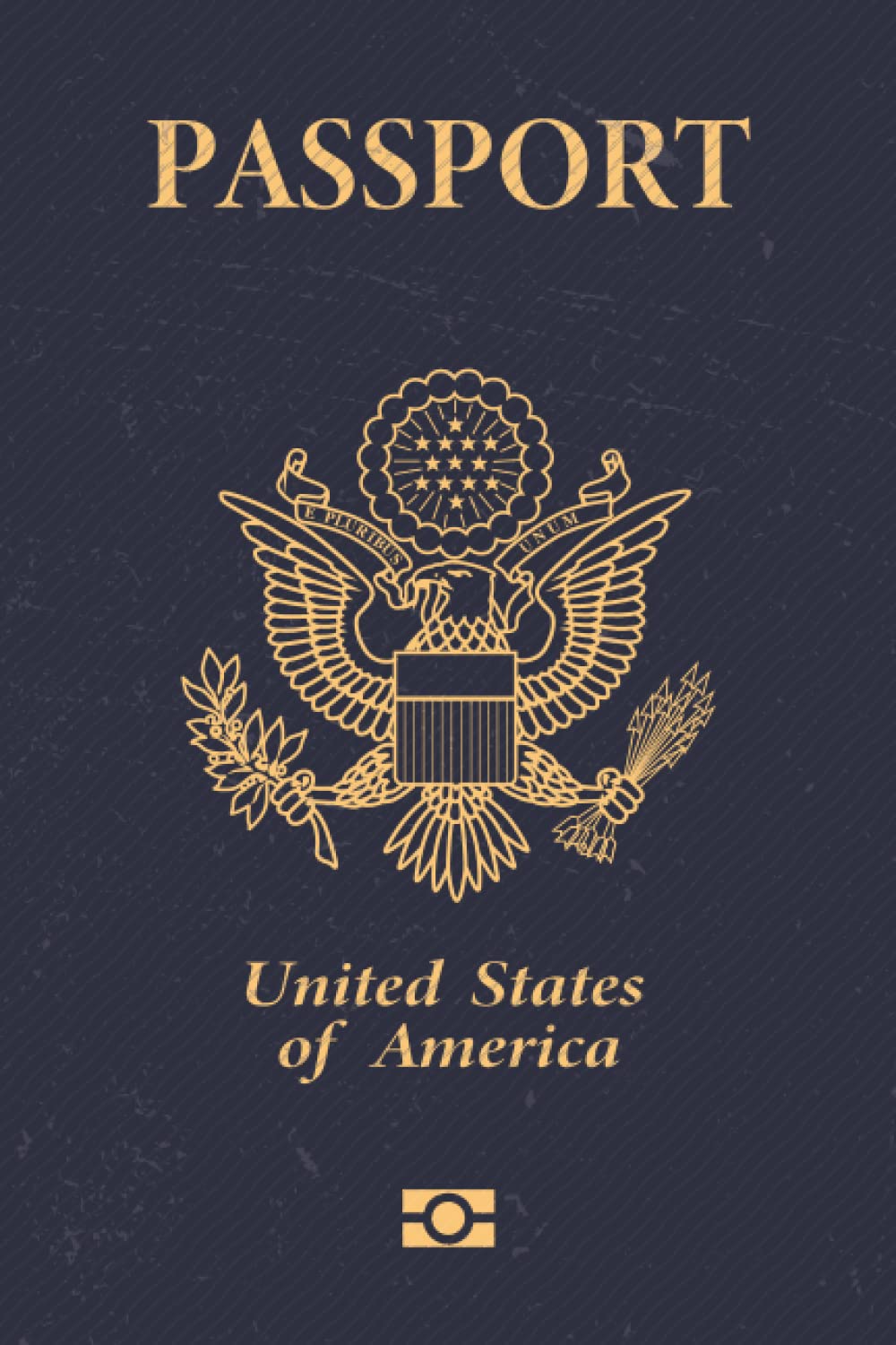U.S passport Notebook journal: 120 lined pages each page has vintage stamp from around the world
