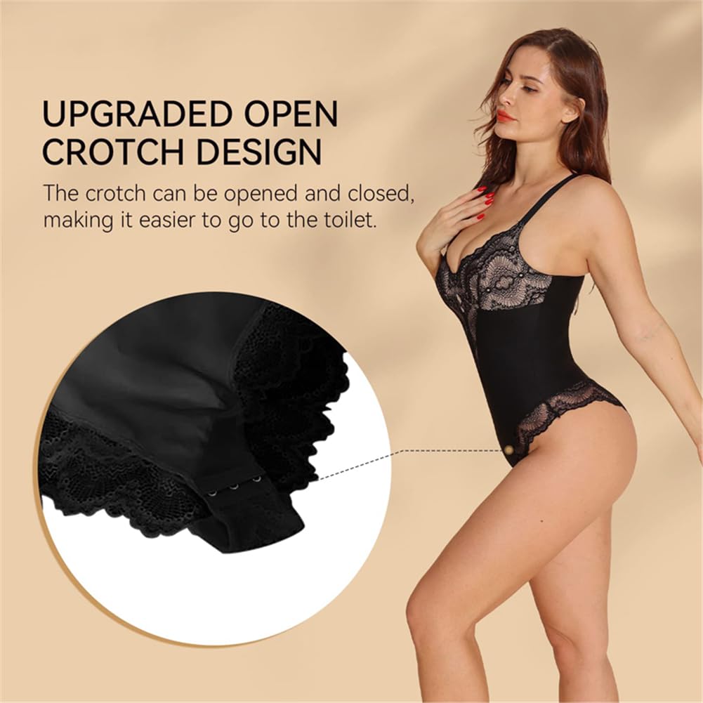 Body Gainant en Dentelle pour Femme, Effet Gainant, col en V, Dos Nu, Amincissant, Lingerie Sexy, Corset