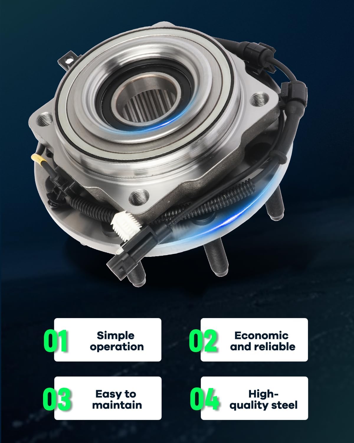 SCITOO Wheel Hub Wheel Bearing Assembly Front 515130 fit for Ford for F-250 SUPER DUTY 2011-2016 for Ford for F-350 SUPER DUTY 2011-2016 8 Lugs Wheel Hub Bearing Assemblies W/ABS 1pc