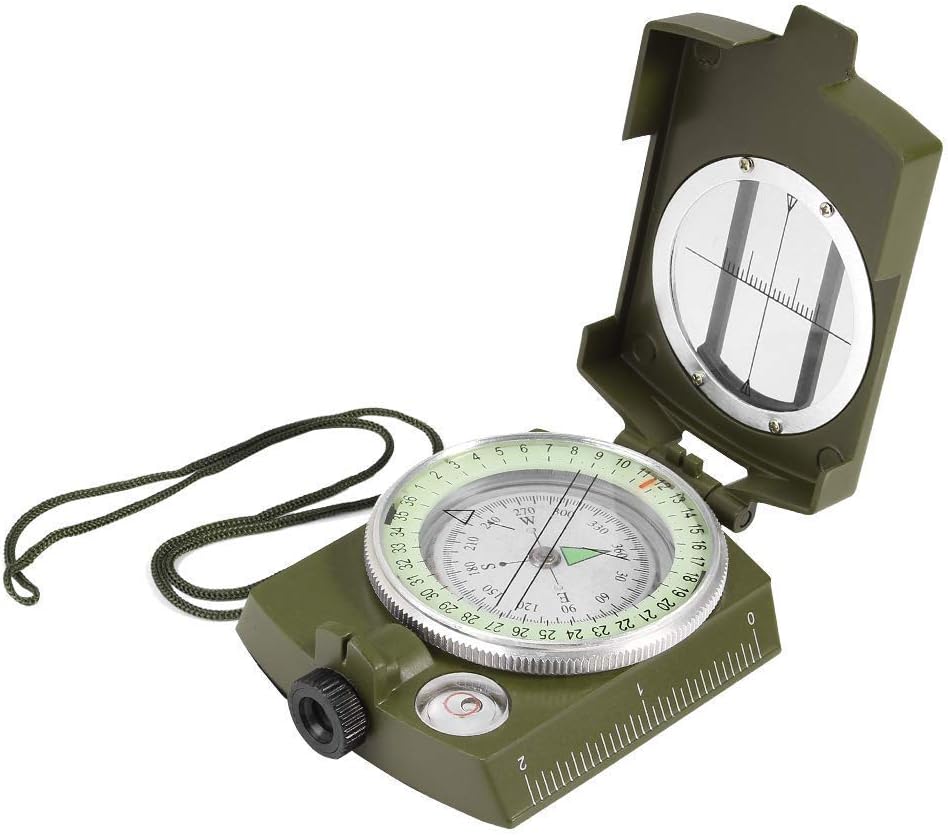 FUNANASUN Lensatic Military Compass Waterproof with Pouch and Lanyard for Hiking, Camping, Hunting