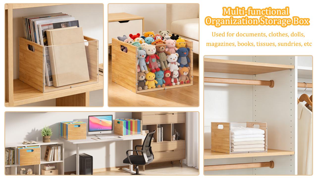 Amazon.com: Sbanmao Clear Acrylic File Box Organizer, Bamboo Amazon.com: Sbanmao Clear Acrylic File Box Organizer, Bamboo