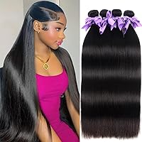 Vista 1 de Extensiones de cabello humano lacio 100% sin procesar de 22, 24, 26, 28 pulgadas, extensiones de cabello humano virgen brasileño, color natural