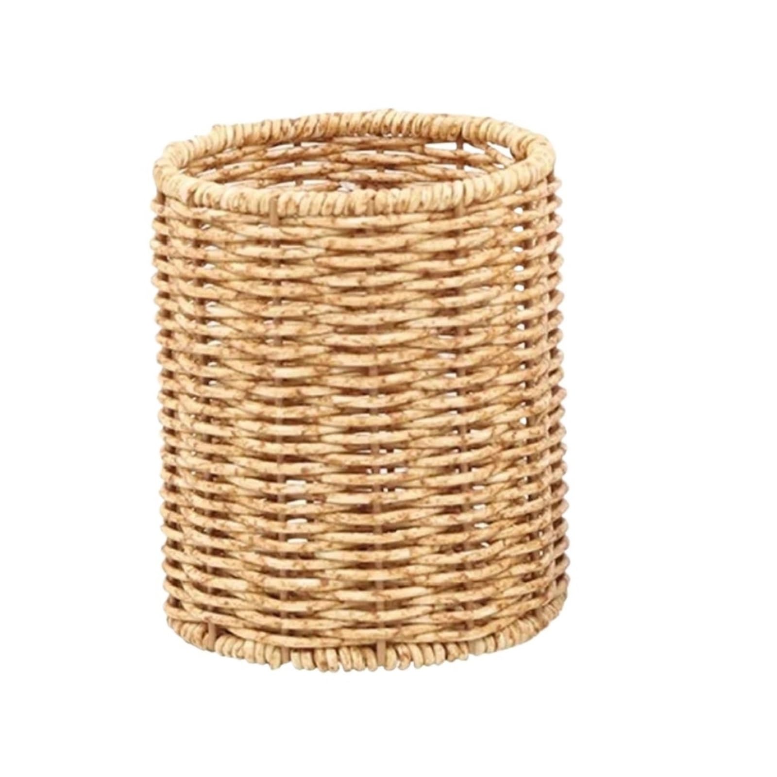 ZNJAMN 1pcs Stationery Storage Round Desktop Pen Container Handmade Vine Woven Holder for pens(L)