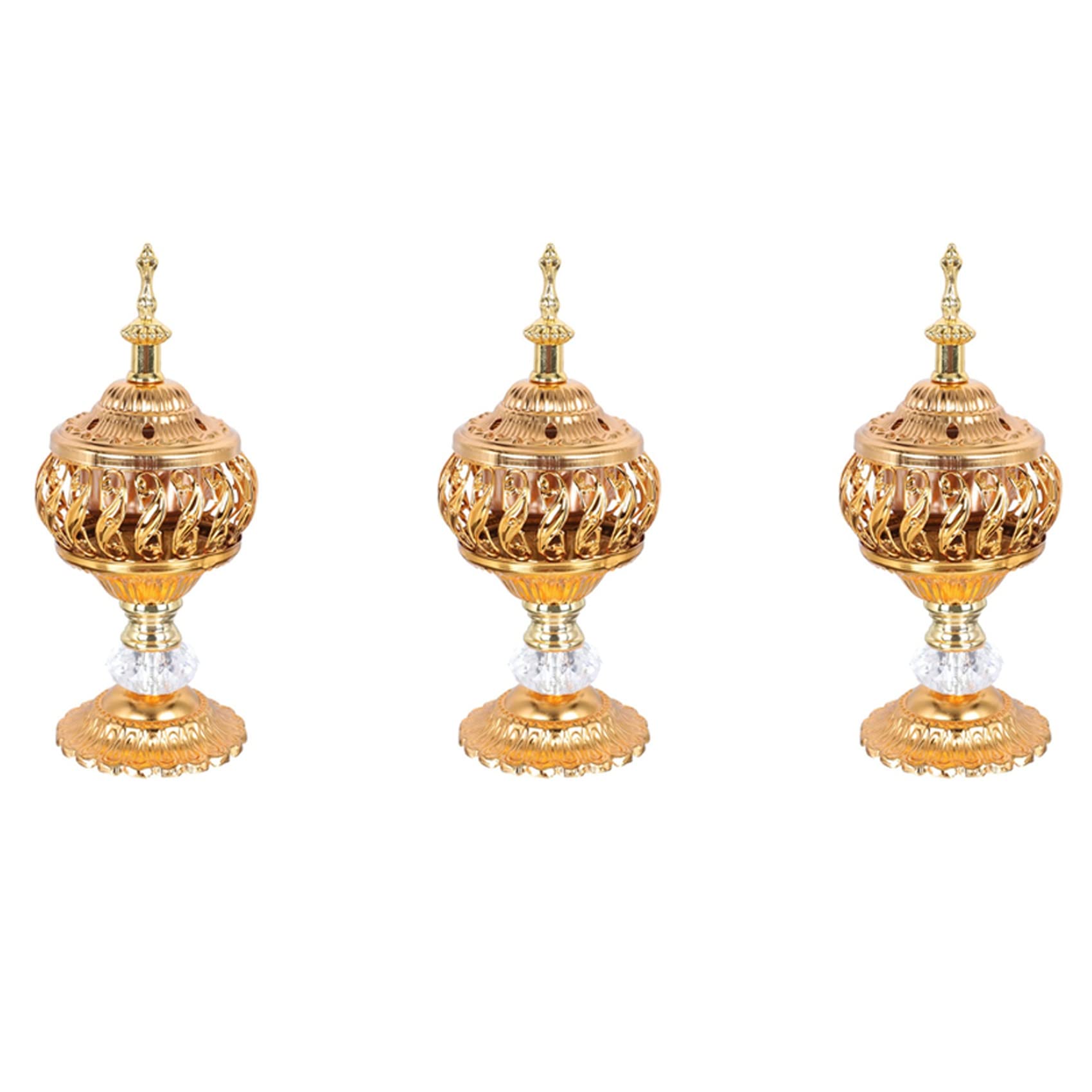 Hndhbfgrt 3X Incense Burner Incense Bakhoor Charcoal Incense Burner Metal Arab Censer Desktop Decor for Incense Sticks Cones