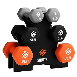 SQUATZ Dumbbell Weights Set with Stand