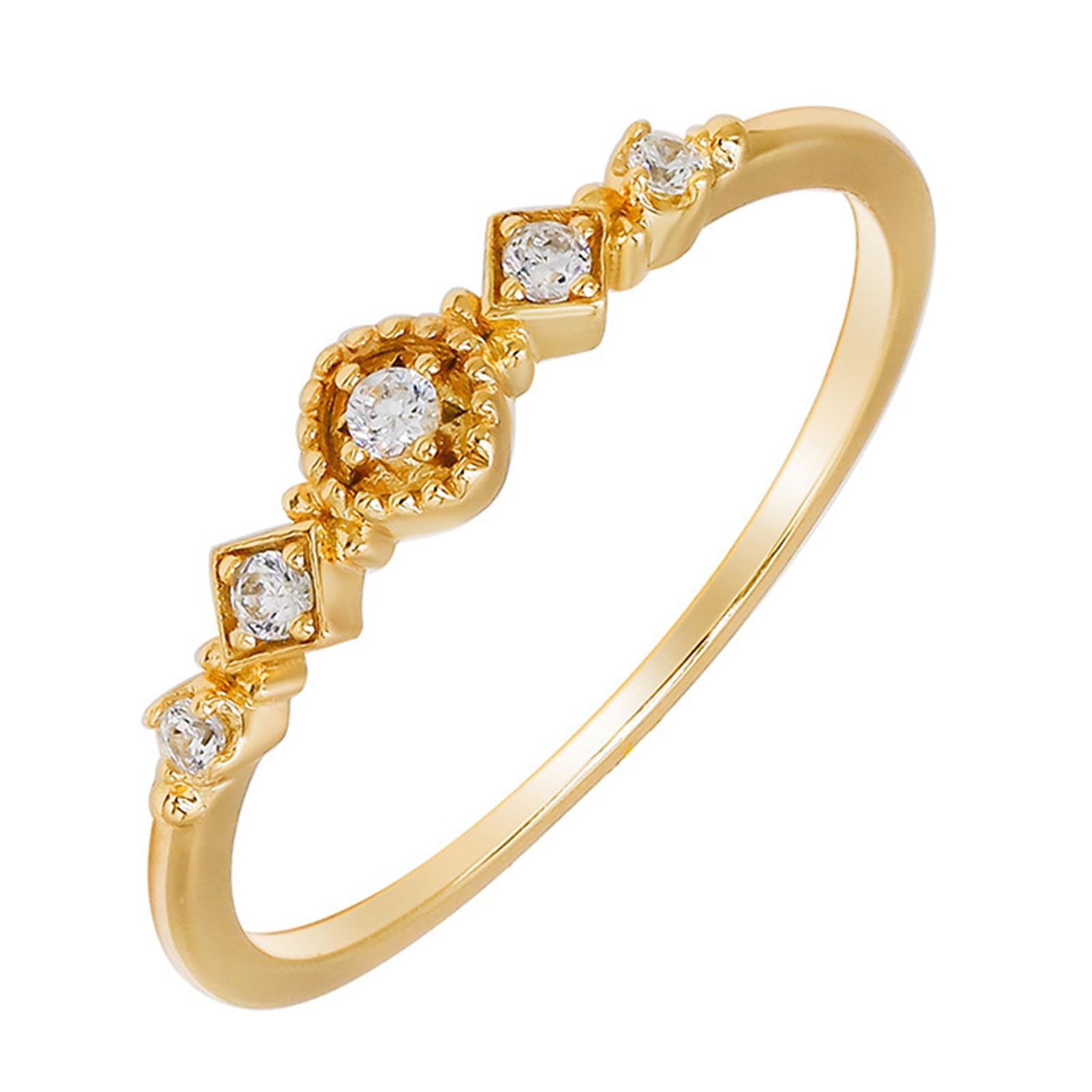 Anello Donna Anniversario Matrimonio, Anello di Fidanzamento Comfort Fit Vintage con Moissanite Rotonda in Oro giallo