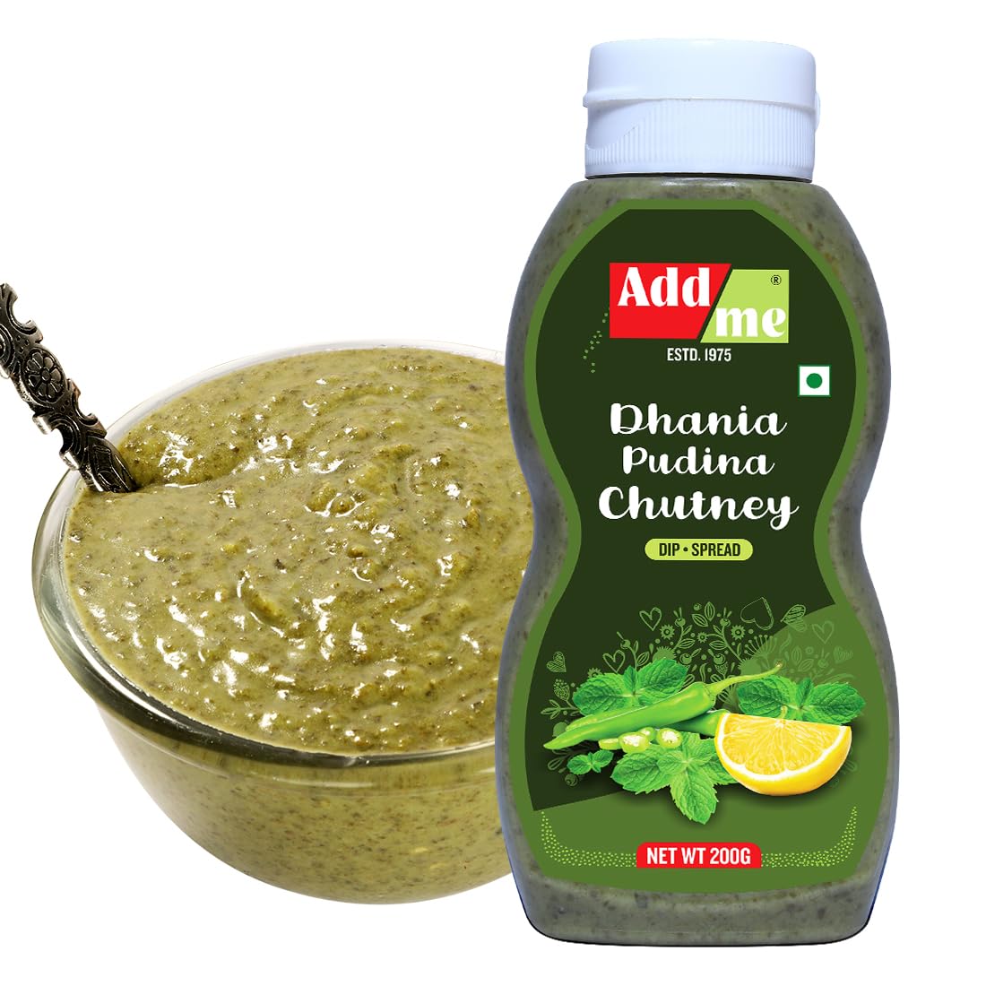 Add me Homemade dhania Pudina Chutney 200gm | Classic Indian Green Chutney | Homemade Coriander Mint Sauce