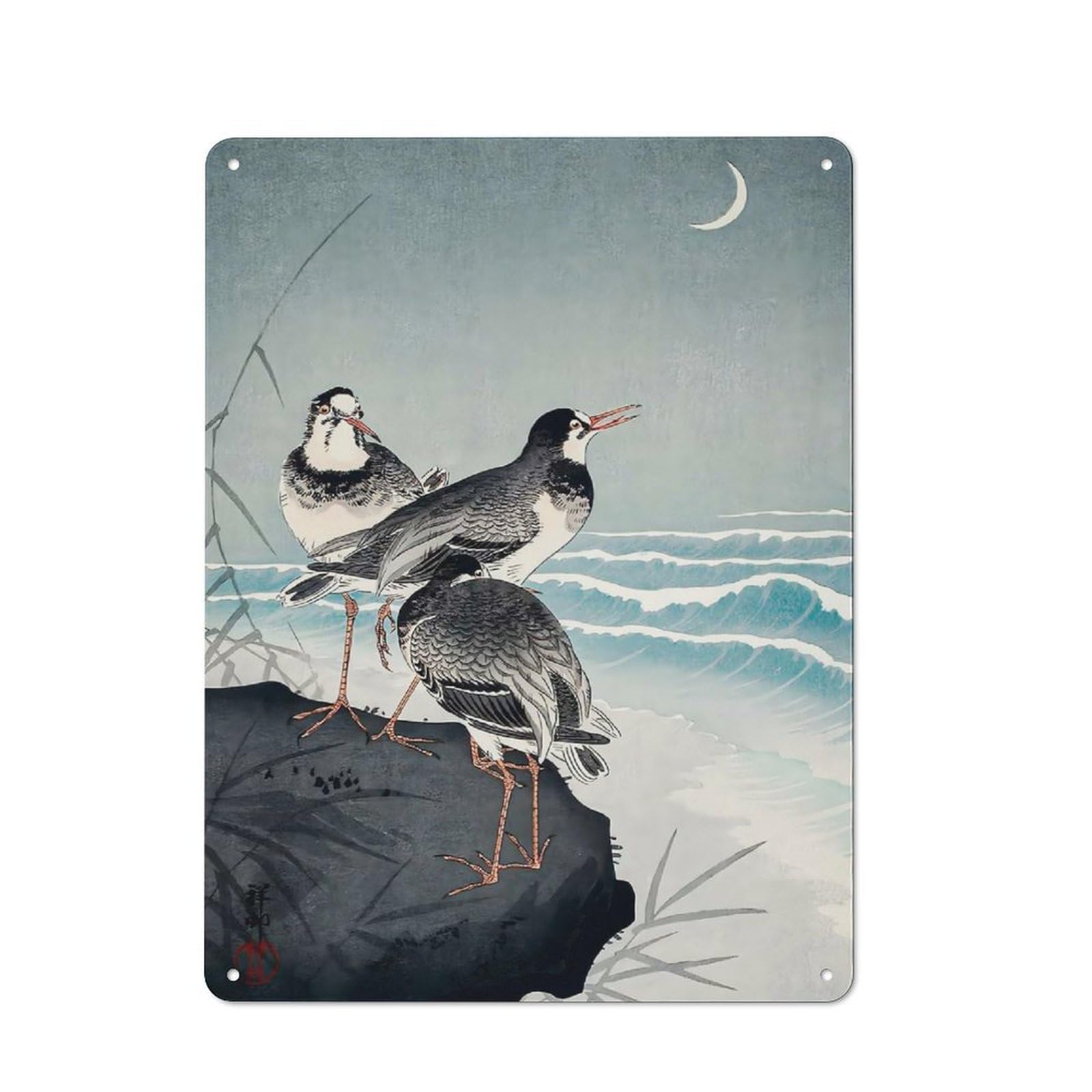Tin Wall Plaque 40x30cm with Snipes at The Shore 1926 for Workshop Wall, Housewarming Wall Decor for People Furnishing Workshop