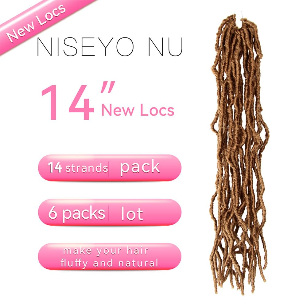 14 Inch Soft Locs Crochet Hair 6 Packs Short Straight Pre-looped New Faux Locs Crochet Hair, 27#(Honey Blonde)