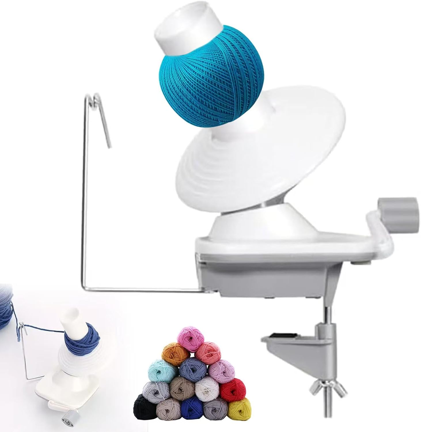 Yarn Ball Winder for Crochetin Yarn Spinner for Crocheting Yarn Roller for Knitting Hand Operated with Tabletop Clamp