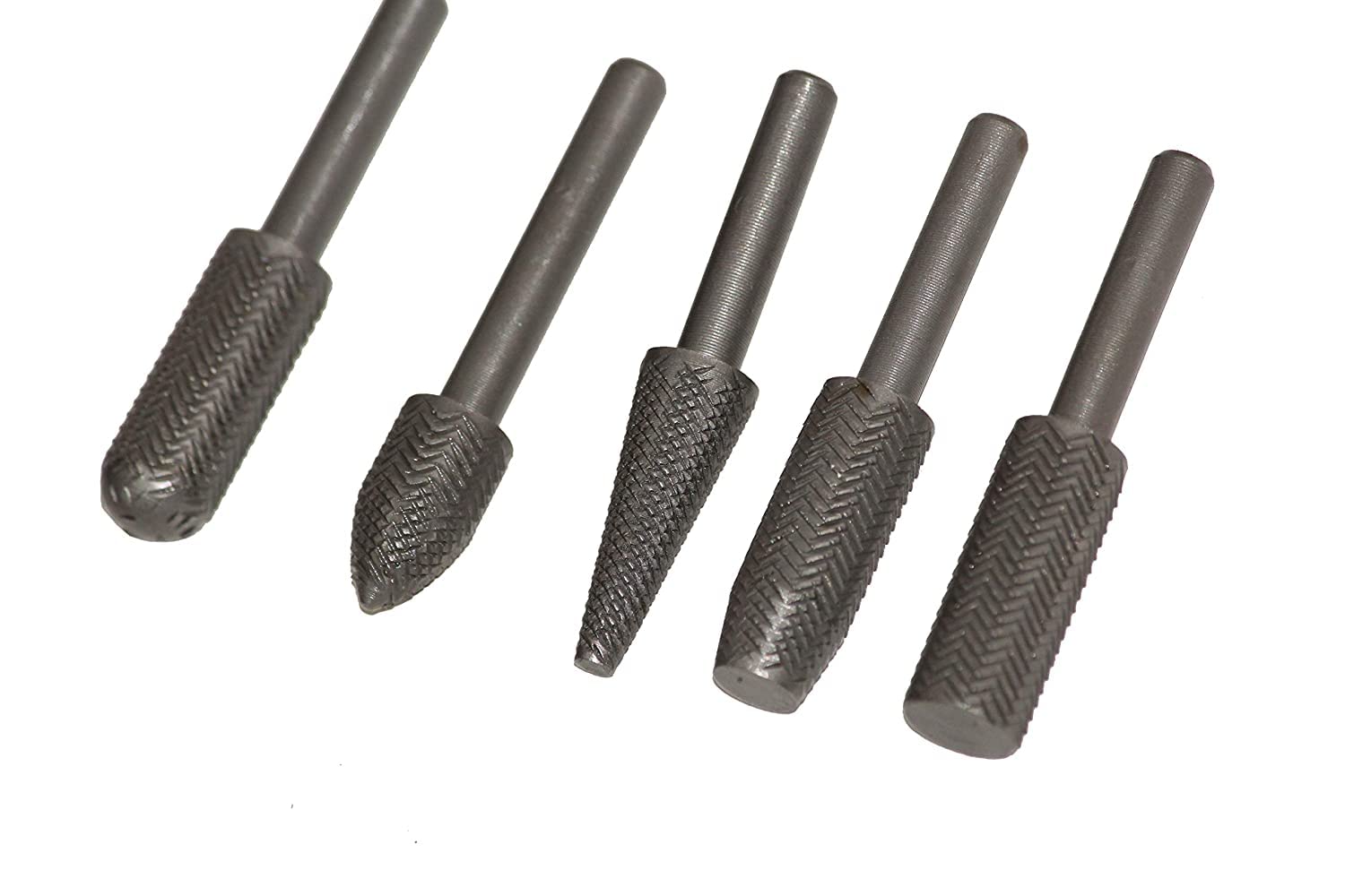 Rangwell 5Pcs/Set High Speed Steel Burr Drill Bit Set Wood Carving Rasps for Dremel Shank Burs Tools Cutting Too5pcs/set (T332-W)