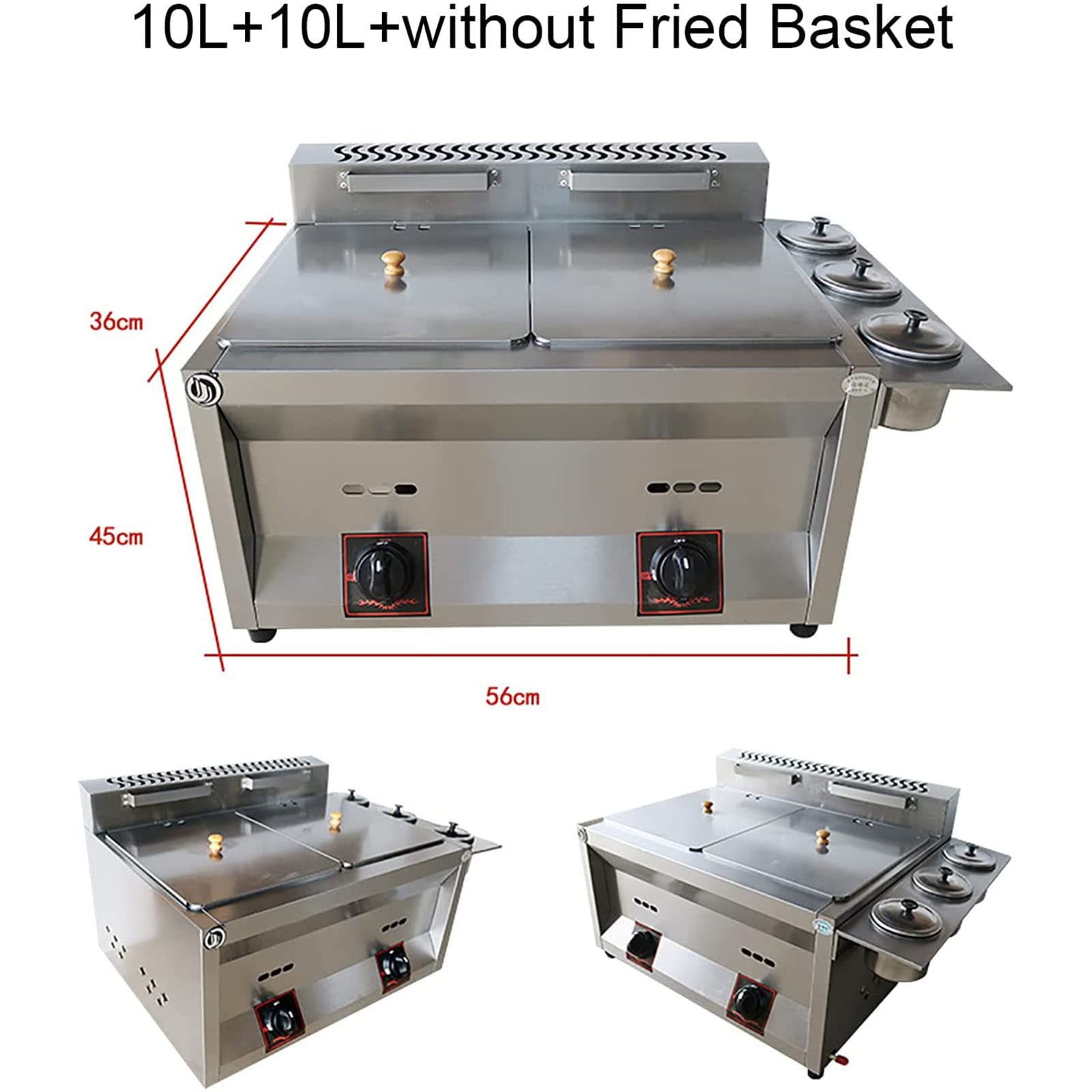 Friggitrice commerciale – Friggitrice a gas di grande capacità da 20 l/30 l, in acciaio inox, per uso domestico e commerciale, potenza di fuoco regolabile, facile da pulire