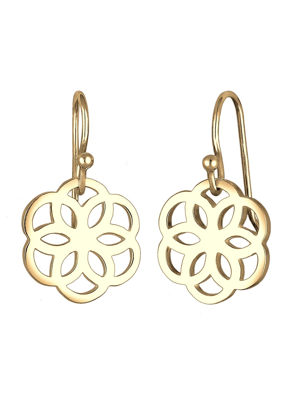 Elli Women Earrings 925 Sterling Silver Goldplated Flower 0306282416