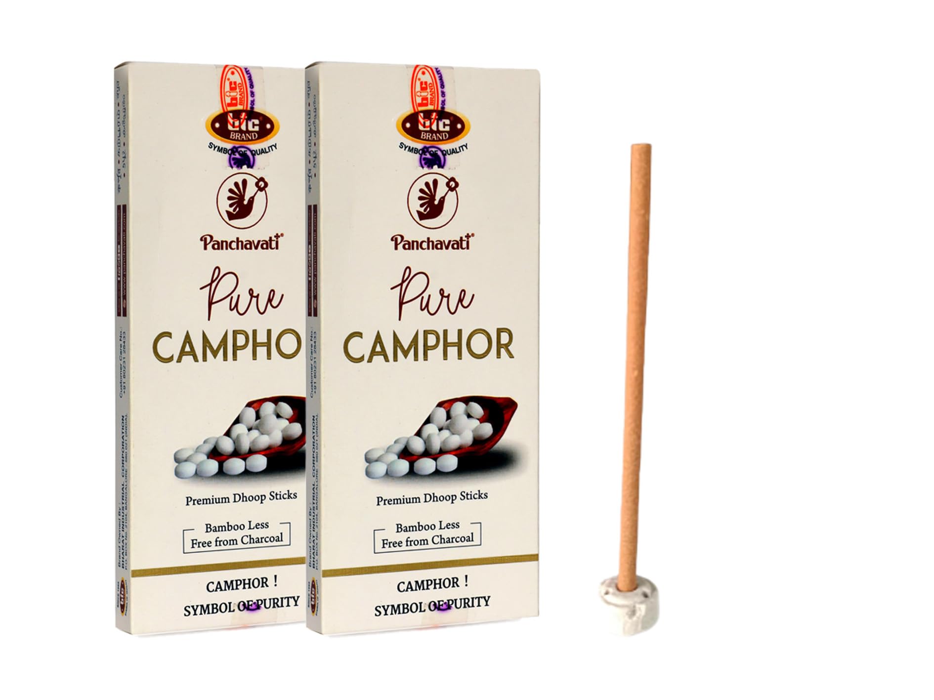 National Pack of 2 (30 Sticks Per Pack) Panchavati Pure Camphor Premium Bamboo-Less Dhoop Sticks Camphor for Extra Freshness, Home Temple Worship, Peace, Purification, Atmosphere Positive Energy