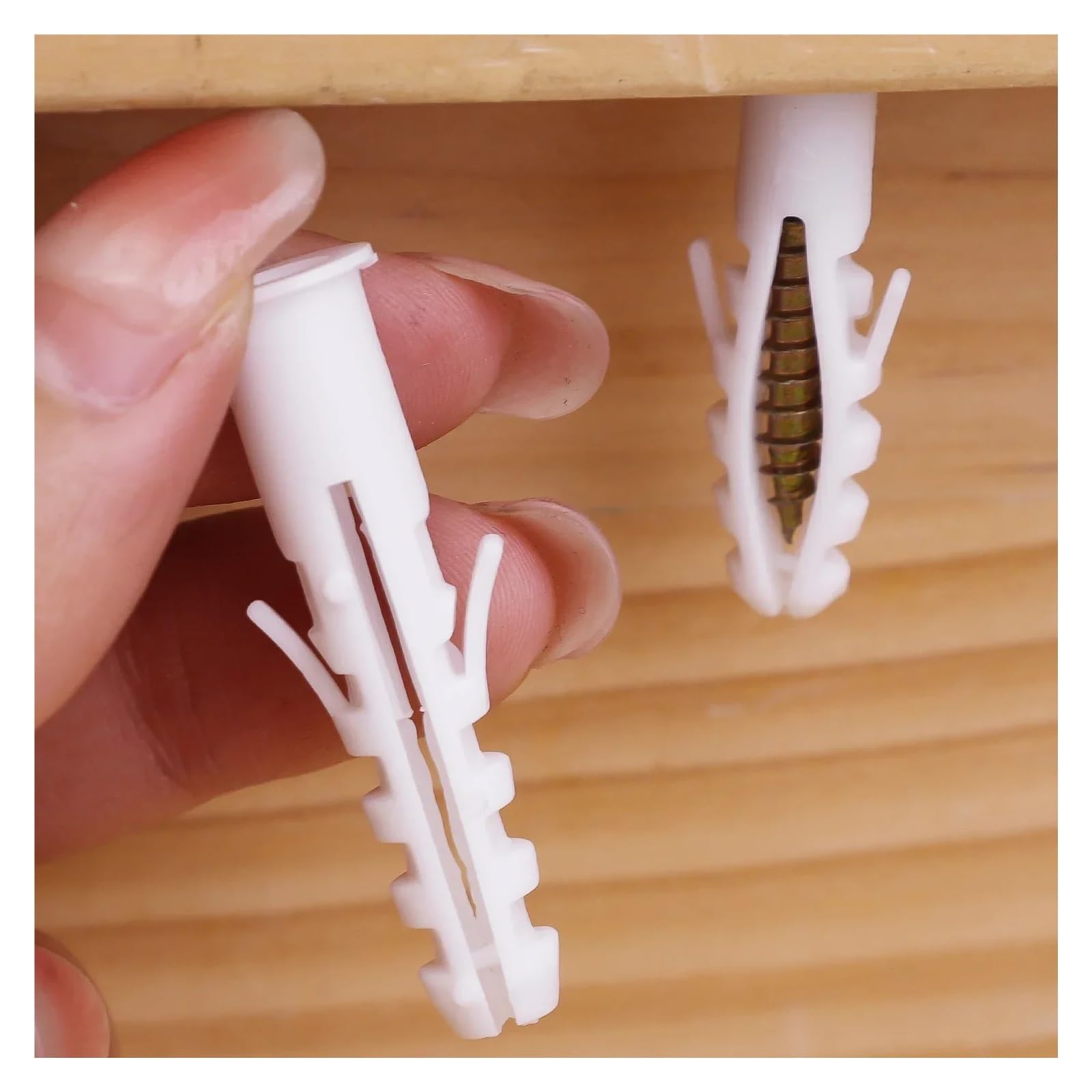Boulons à expansion en plastique Tube d'expansion de clous en plastique multi-tailles, bouchons d'ancrage muraux, vis, outils de fixation(200pcs- (2packs),4x1cm)