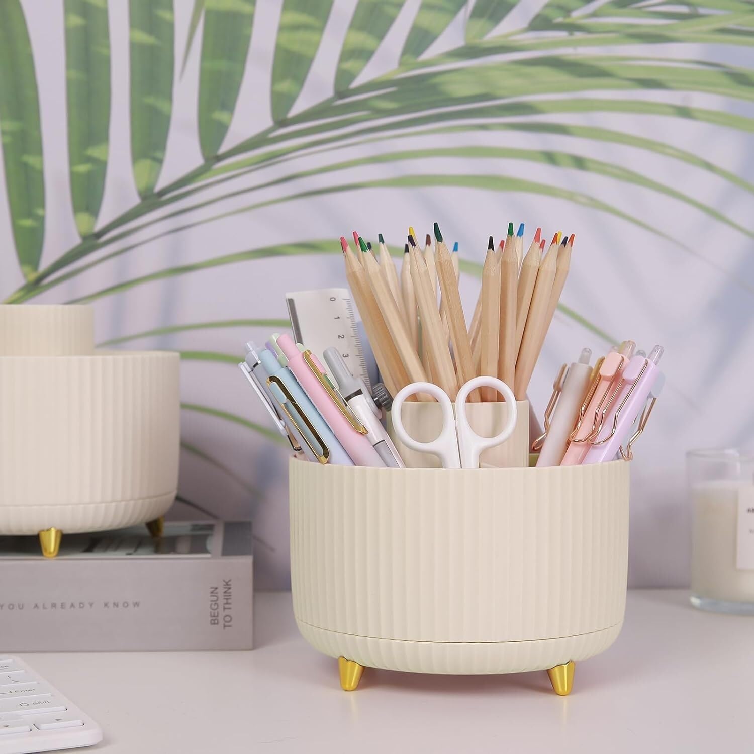 Organizzatore Scrivania Organizer da Scrivania Portapenne A Doppio Scopo per per Penne con 5 Slot per Articoli Artistici Ufficio(C)