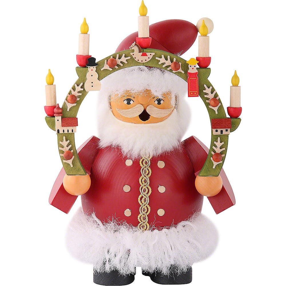 Müller German incense smoker Santa Claus under candlearch, height 16 cm / 6 inch, original Erzgebirge by Mueller Seiffen 