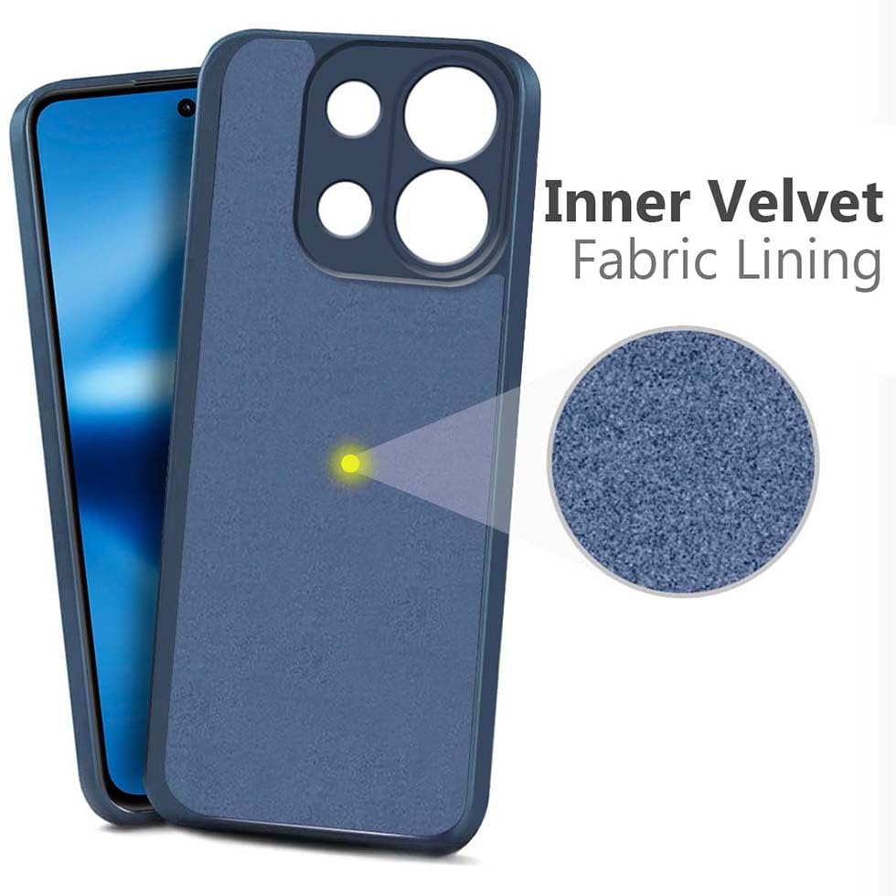 Image of Fashionury Liquid Silicon Back Cover for Oppo K13 5G | Inner Velvet Fabric | Camera Protection | Anti-Fingerprint | Ultra Slim Case (Blue)