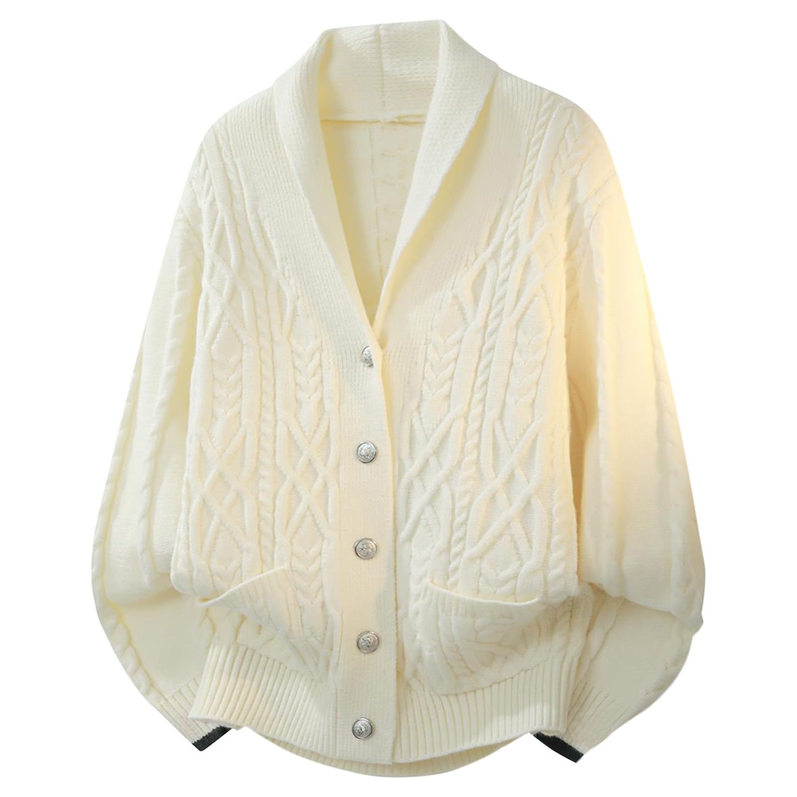 Cardigan Punto Hombre, Chaqueta De Punto Hombre Manga Larga Cárdigan De Punto Trenzado Casual Cuello De Chal Abotonado con Bolsillos Suéter Otoño Invierno