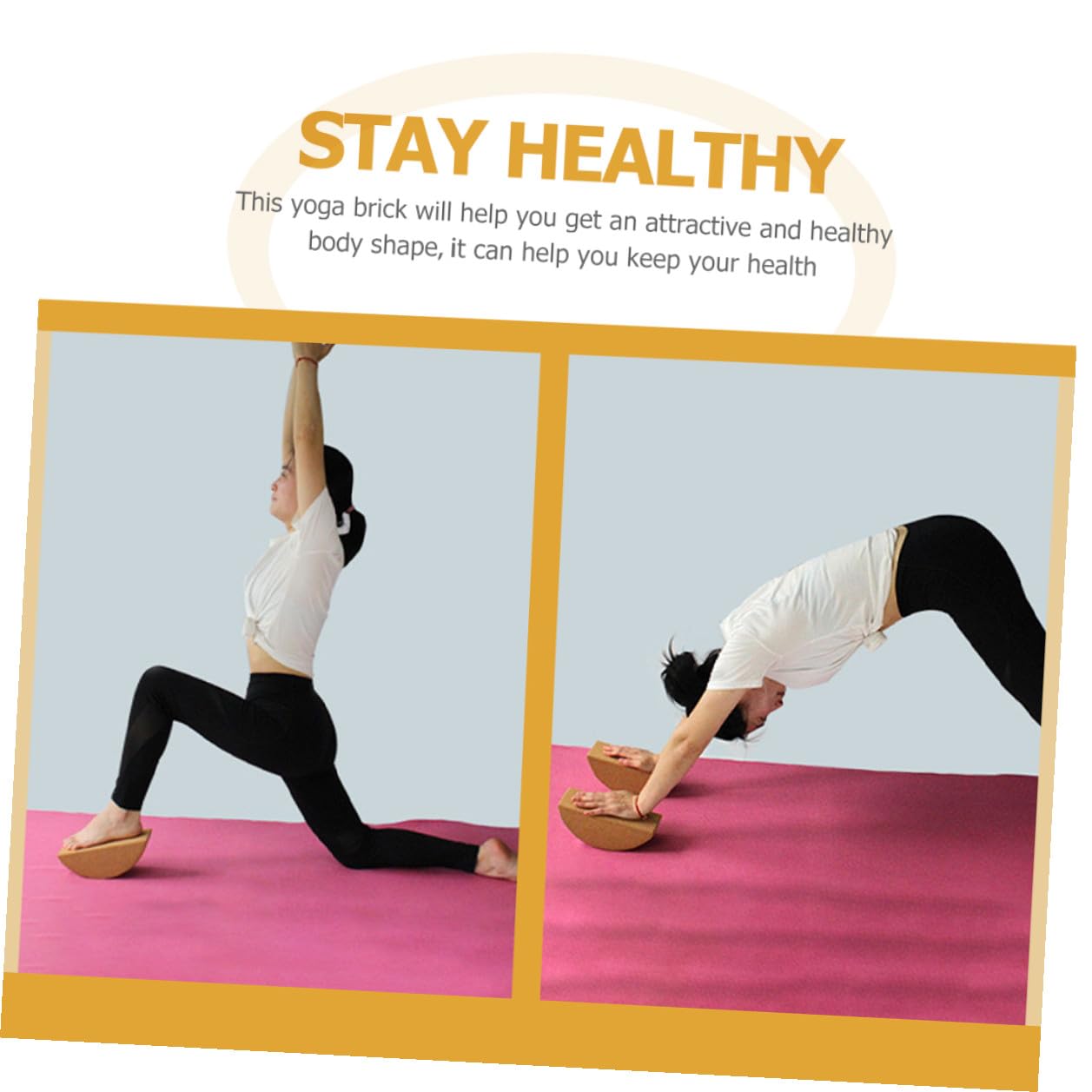 Ciieeo Bloque de Yoga de Alta Densidad y Compacto, Material de Corcho Ecológico, Antideslizante y Duradero, para Entrenamiento de Equilibrio y Fortalecimiento, Uso en Pilates
