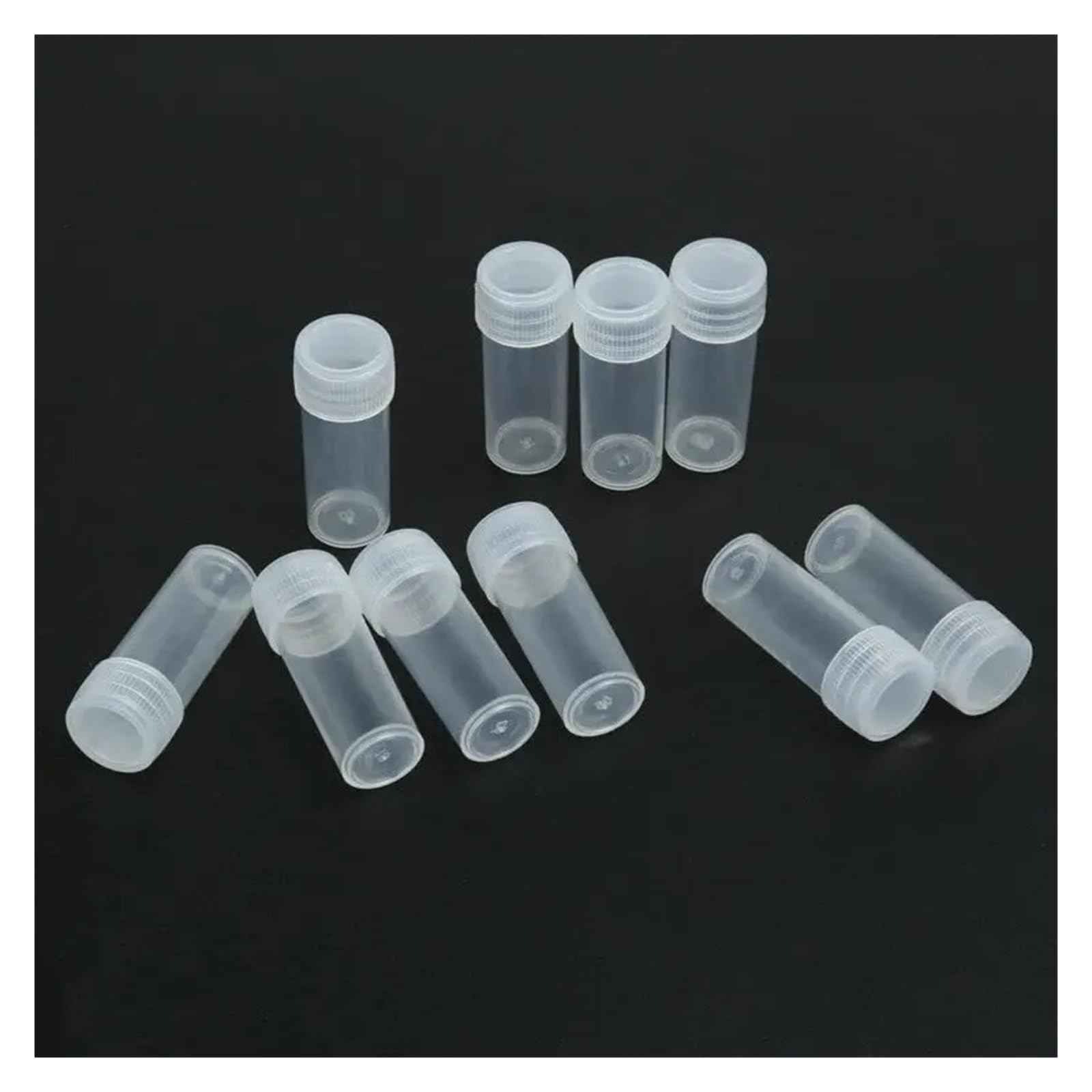 MENGKE 50-200 PCS 5ML Mini Flat-Bottomed Plastic Clear Test Tubes With Screw Caps Cosmetic Travel Lotion Storage Containers(200 pcs)