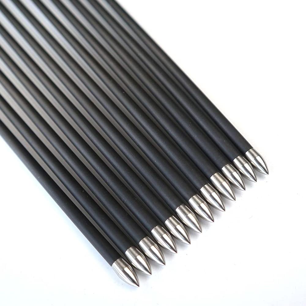 Diamètre Intérieur 4.2mm .165" Longueur Personnalisée Flèche Carbone 22-32 Pouces Spine 1500 pour Entraînement Chasse avec Encoche Rotative pour Arc à Poulies et Arc Classique Adulte Jeunesse 12pcs