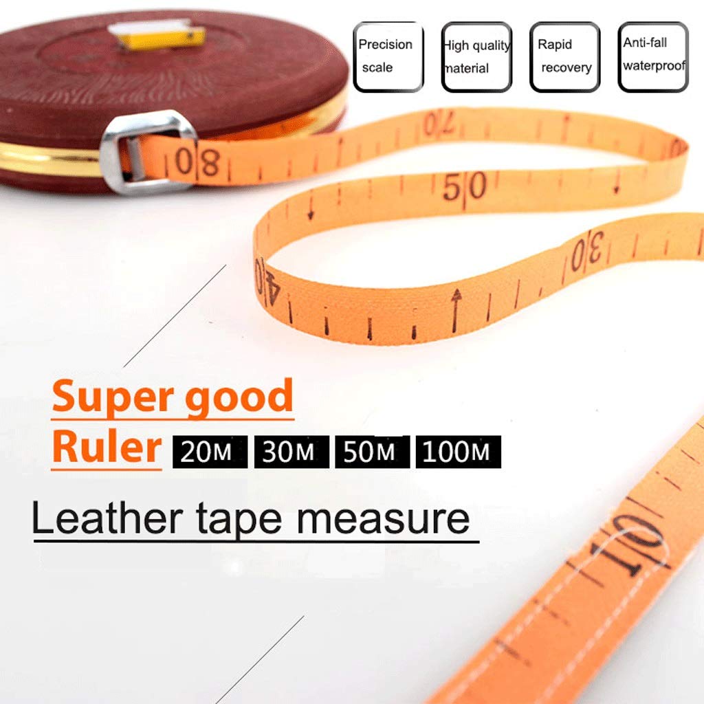 Maßbänder Maßband messen Leinen Lineal Band 50 Meter 20 Meter 30 Meter 100 Meter Maßband Box Lineal Maßband Leder Maßband Einziehbares Maßband (Color : Brown 100 meters)