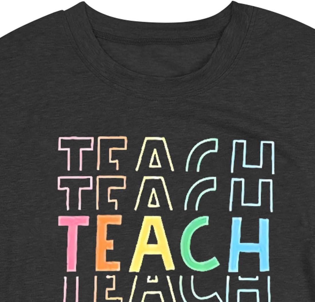 Teacher Shirts for Women Funny Teacher Shirts Vintage Teacher Letter Print Graphic Tshirt Teacher Gifts Top T Shirt - Image 4