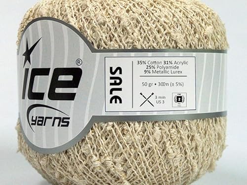 Ice Yarns 54241 Cream Gold Mini Slub With Metallic Cotton Blend Yarn cover
