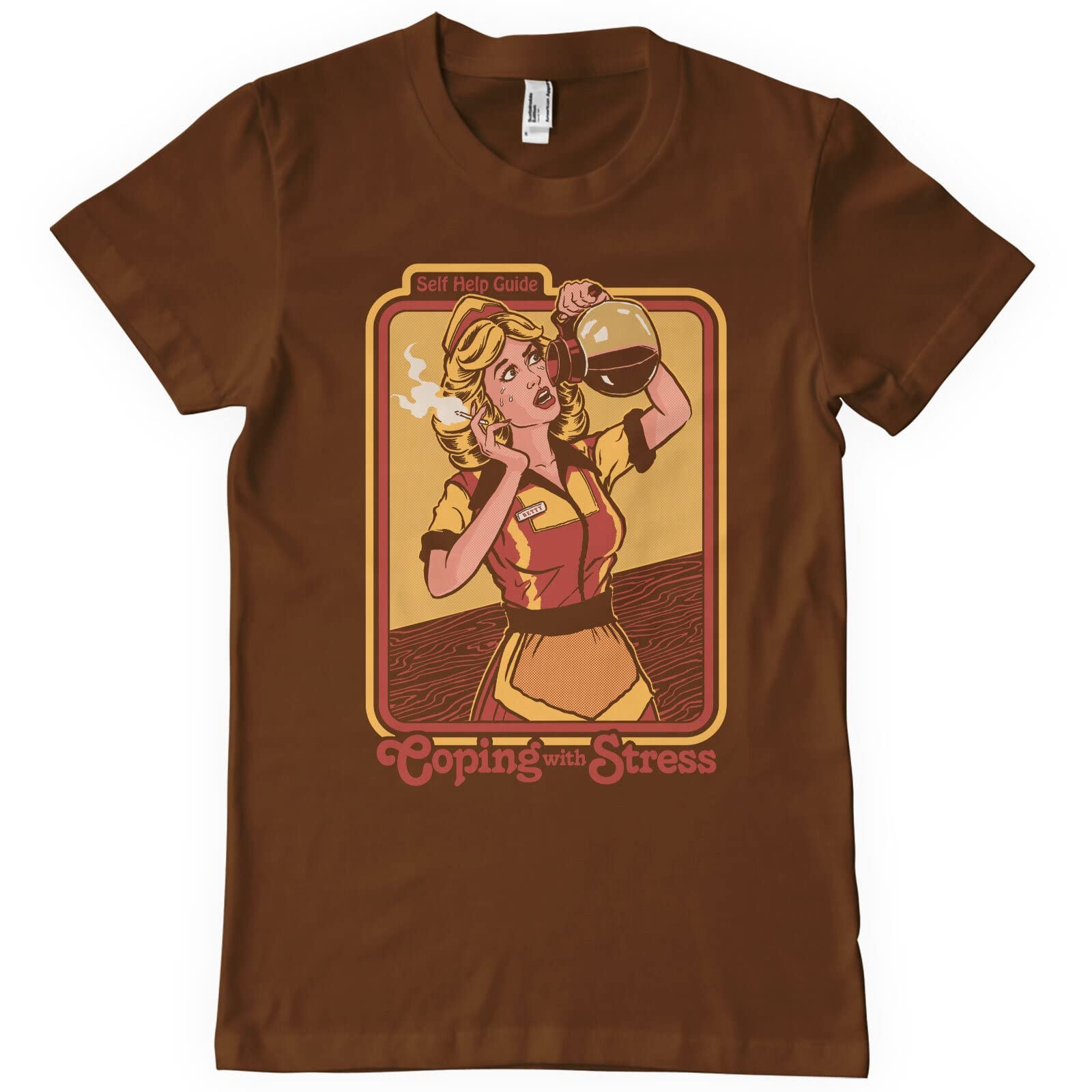 Steven Rhodes Men's Brown Officially Licensed Coping With Stress T-Shirt (Brown), XX-Large