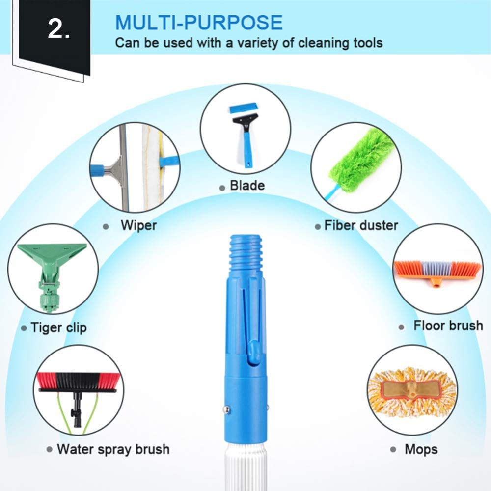 3.610.8M Palo telescópico para Limpieza de Cristales, Cepillo pulverizador de Agua Multiusos, Limpiador Extensible, Kit de Limpieza de Paneles solares, 9M