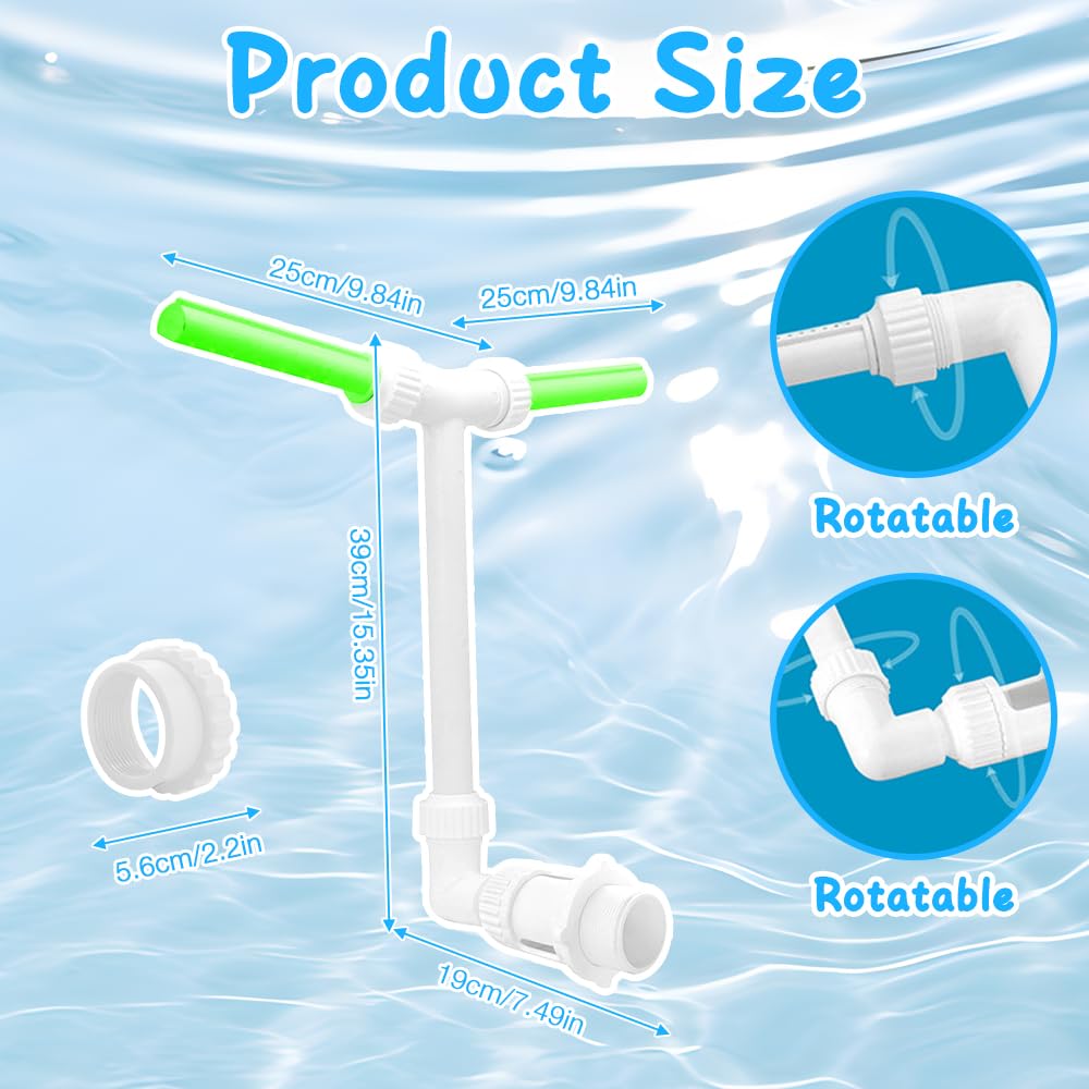 Fontana per Piscina, Cascata Piscina Interrate Spruzzo, Fontana d'acqua a doppio spray regolabile, Fontana Spray per piscina cascata Con Due Teste Di Fontana Regolazione A 360° Per Piscine E Giardini