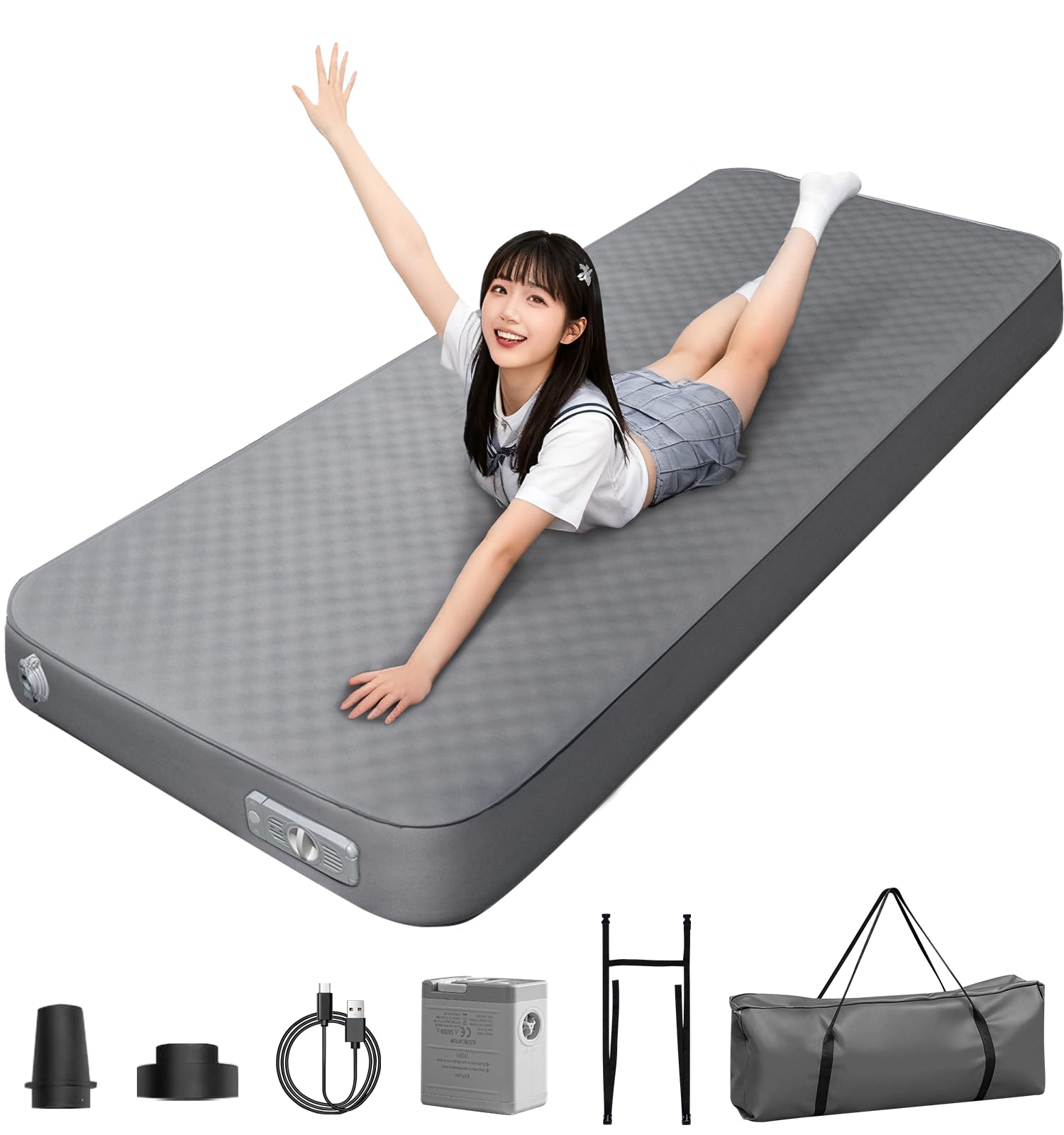 Amazon | エアーマット エアーベッド 自動膨張/電動ポンプ内蔵【12CM極