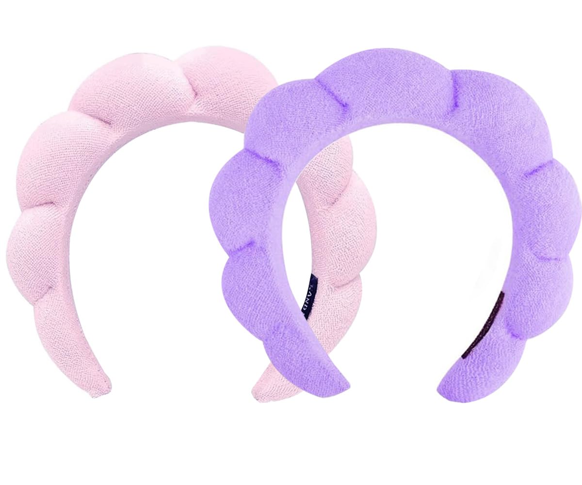 Blithetree Skincare Headband Spa Headbands for Washing Face, Soft Preppy Skin Care Face Wash Headband Makeup Headbands for Women (2 Pack/pink+purple,
