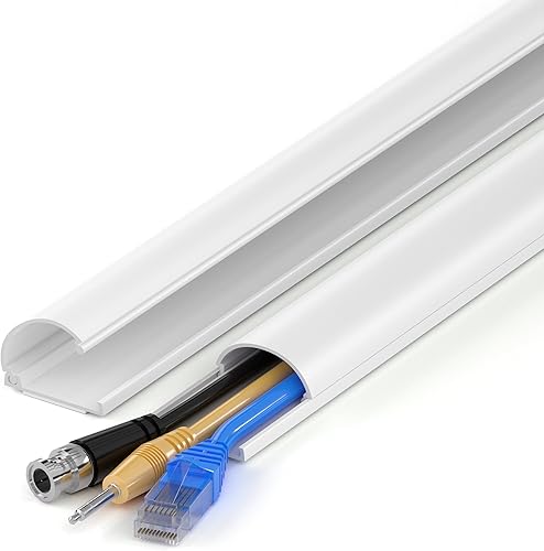 Miniatura 11 de ZhiYo Cable Hider de 34 pulgadas, para 2-4 cables, cubiertas de cable para montaje en pared, cubierta de cable, pared, canaleta de cable blanco, 2 x