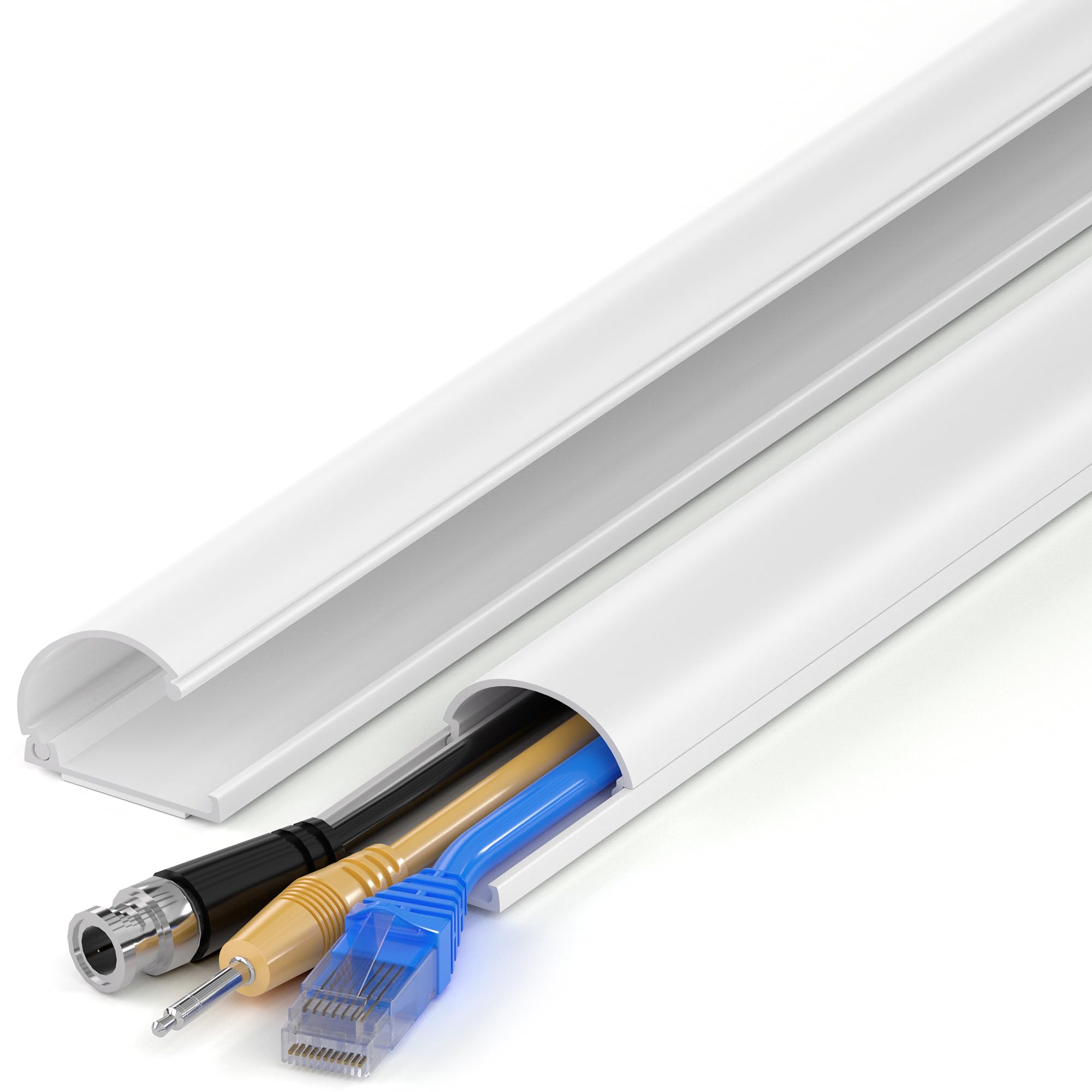 ZhiYo 68in Cord Hider for 2-3 Wall-Mounted TV Wires, 1.2"W x 0.55"H, White