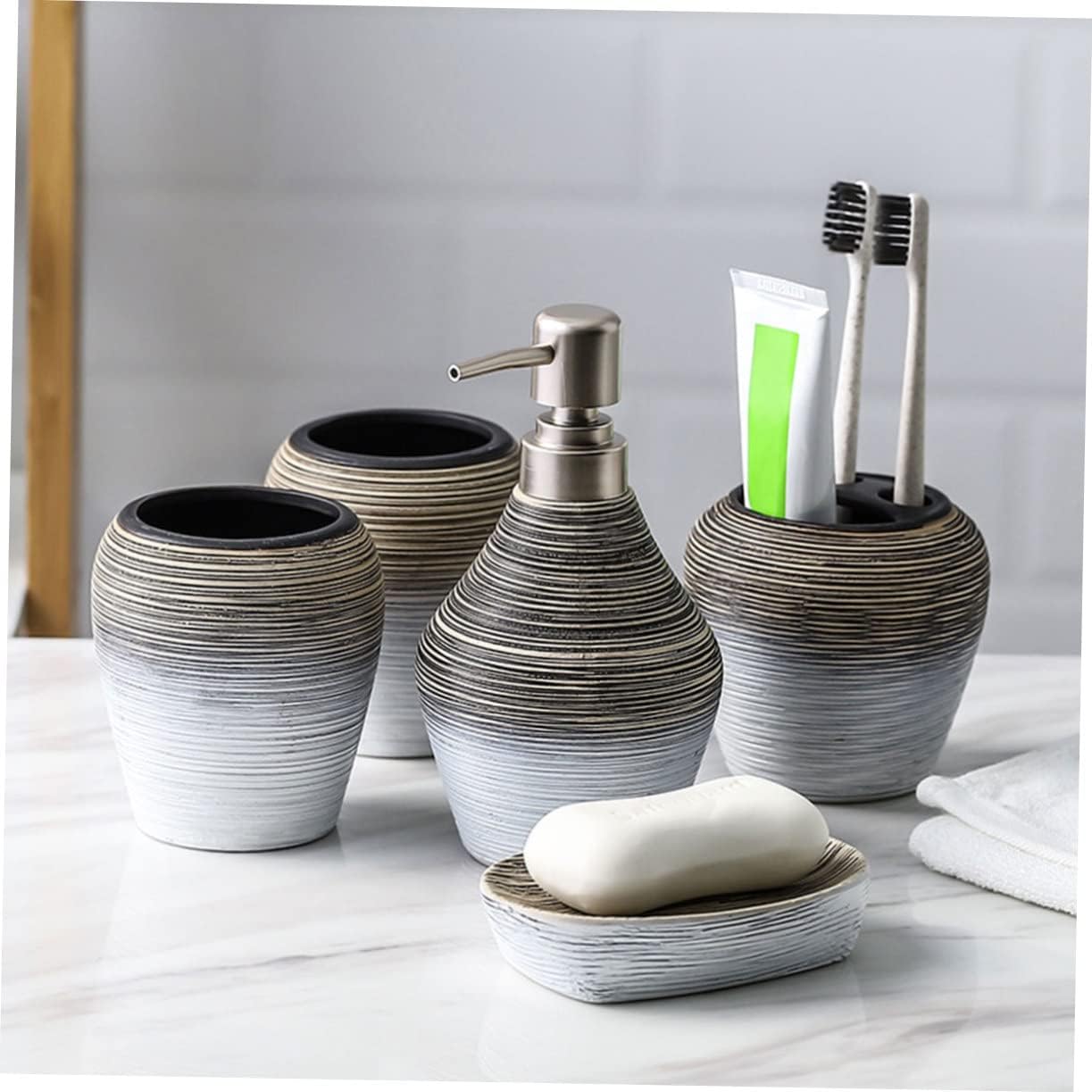 5pcs Ceramic Travel Toothbrush Holder Tooth Brushing Holder Complete Bathroom Accessories