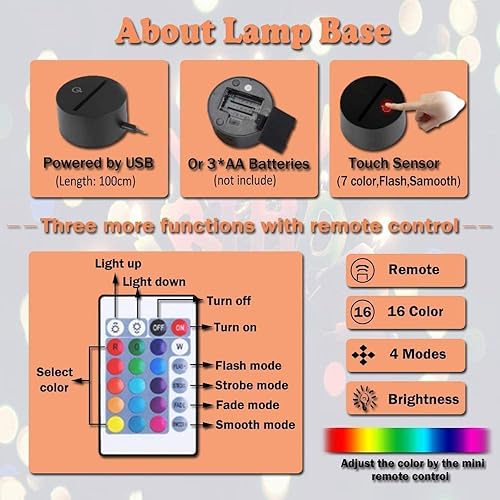 Miniatura 4 de Figura de anime japonés AOT Levi Ackerman Eren Yeager Mikasa Lámparas 3D de ilusión óptica lámpara de noche regalo para Navidad cumpleaños