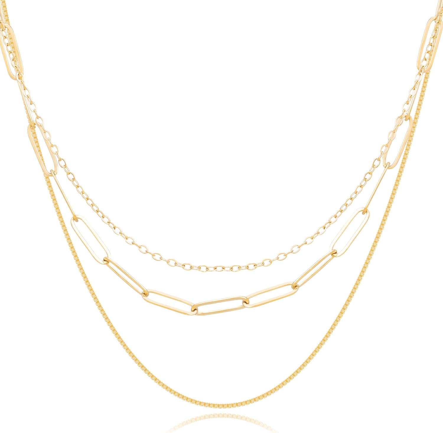 THEEVE Layered Necklaces for women | 14K Gold & Silver Plated Dainty Necklace for Women with Bracelet | Small Love Waterproof Chain Necklaces for Women