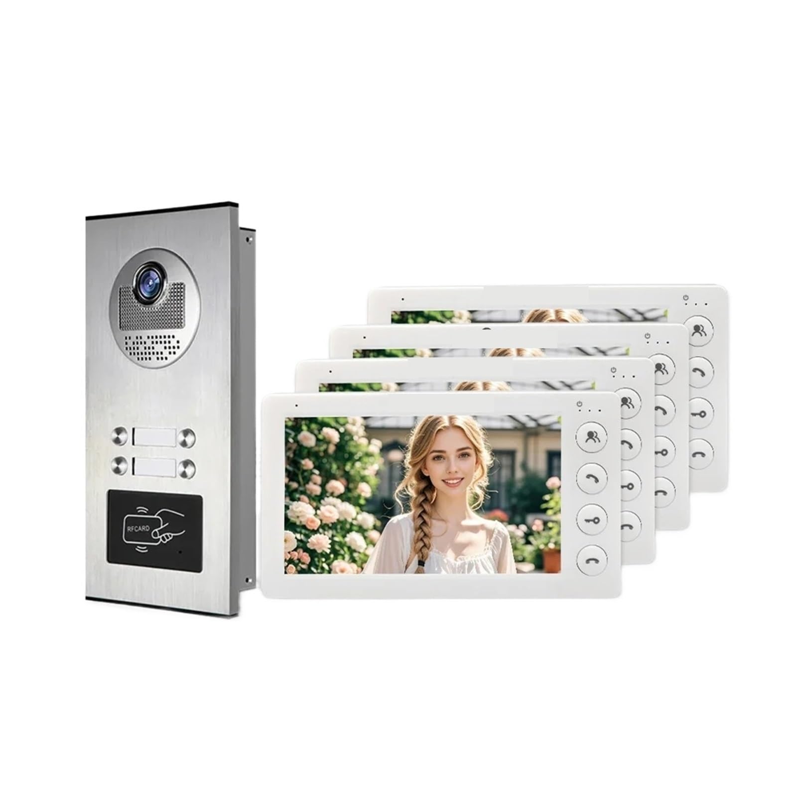 Videocitofono Domestico da 3 unità for Appartamenti Citofono(4 Unit Intercom Set)
