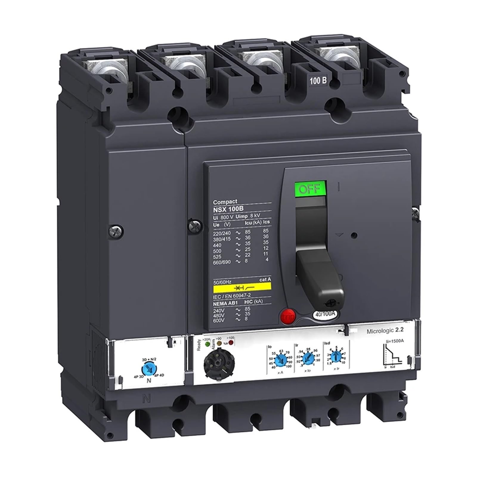Disyuntor de caja moldeada TZUFA LV429785 de 4 polos y 25kA