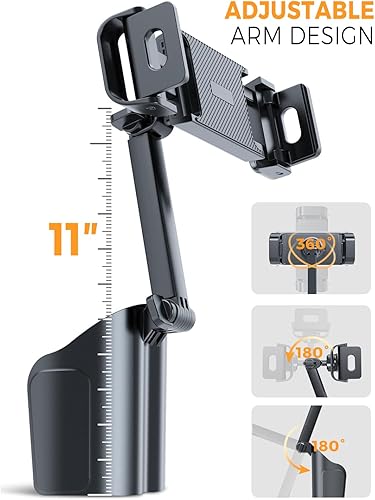 Miniatura 6 de eSamcore Soporte para tablet para automóvil, soporte para tazas sin obstrucciones para iPad con base de montaje hueco flexible, abrazadera profunda