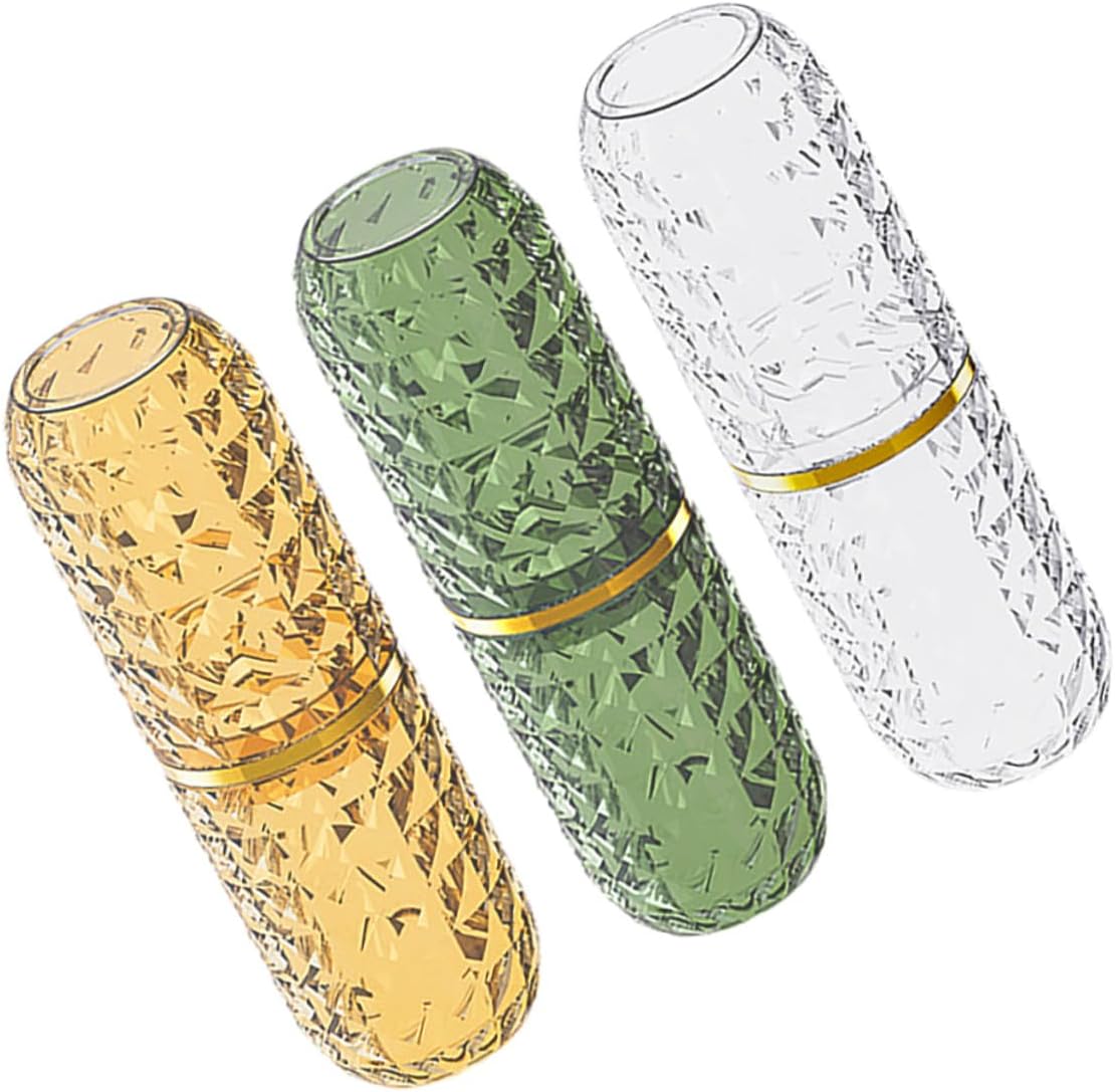 3pcs Toothbrush Holder Travel Organizer Set Amber Dark Green Plastic Bathroom Toothbrush Cup Storage Portable Case for Travel Use