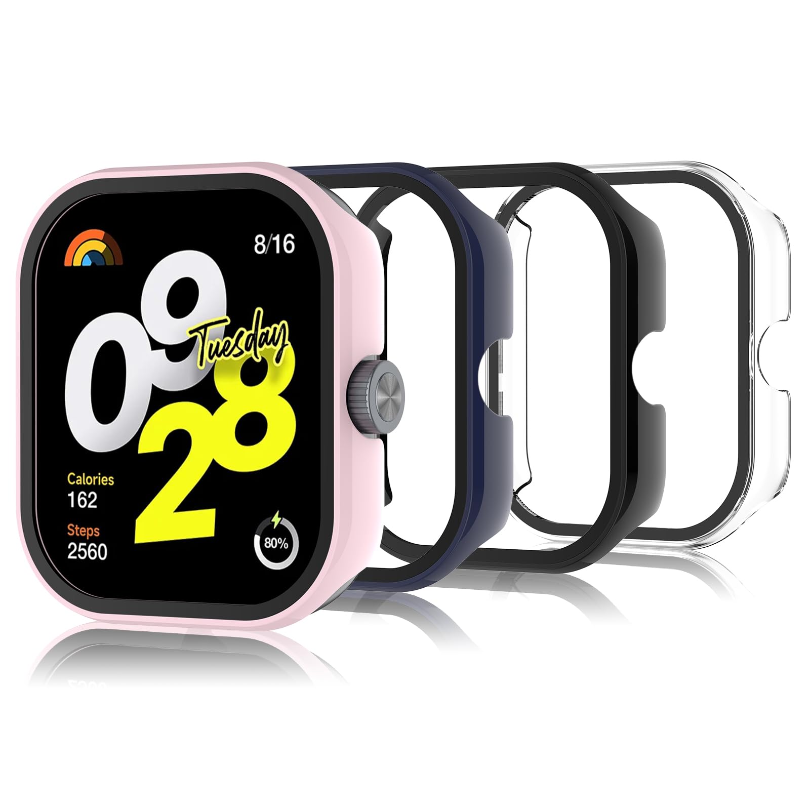 【美品】Xiaomi Redmi Watch 4 保護ケース2個付き スマートウォッチ Redmi Watch 4 & 5 両対応 本体部 全面保護 カバー ハード ケース 強化