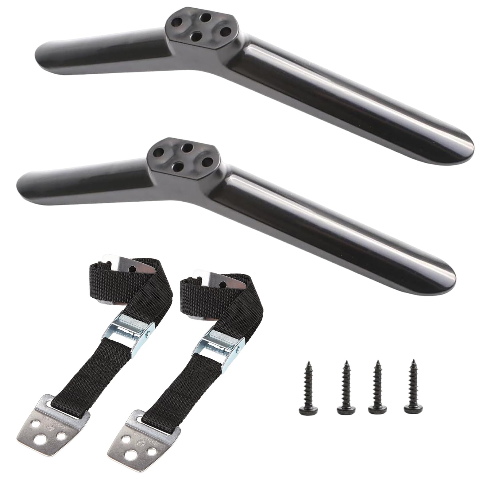 1 Pair TV Stand Mount Legs Replacement Stand with Anti-Tip Strap & Screws, Compatible with LG, Sharp, Samsung TV, Non-Slip Plastic Universal Base Legs for 40 Inch LCD LED Plasma Flat Screen TVs