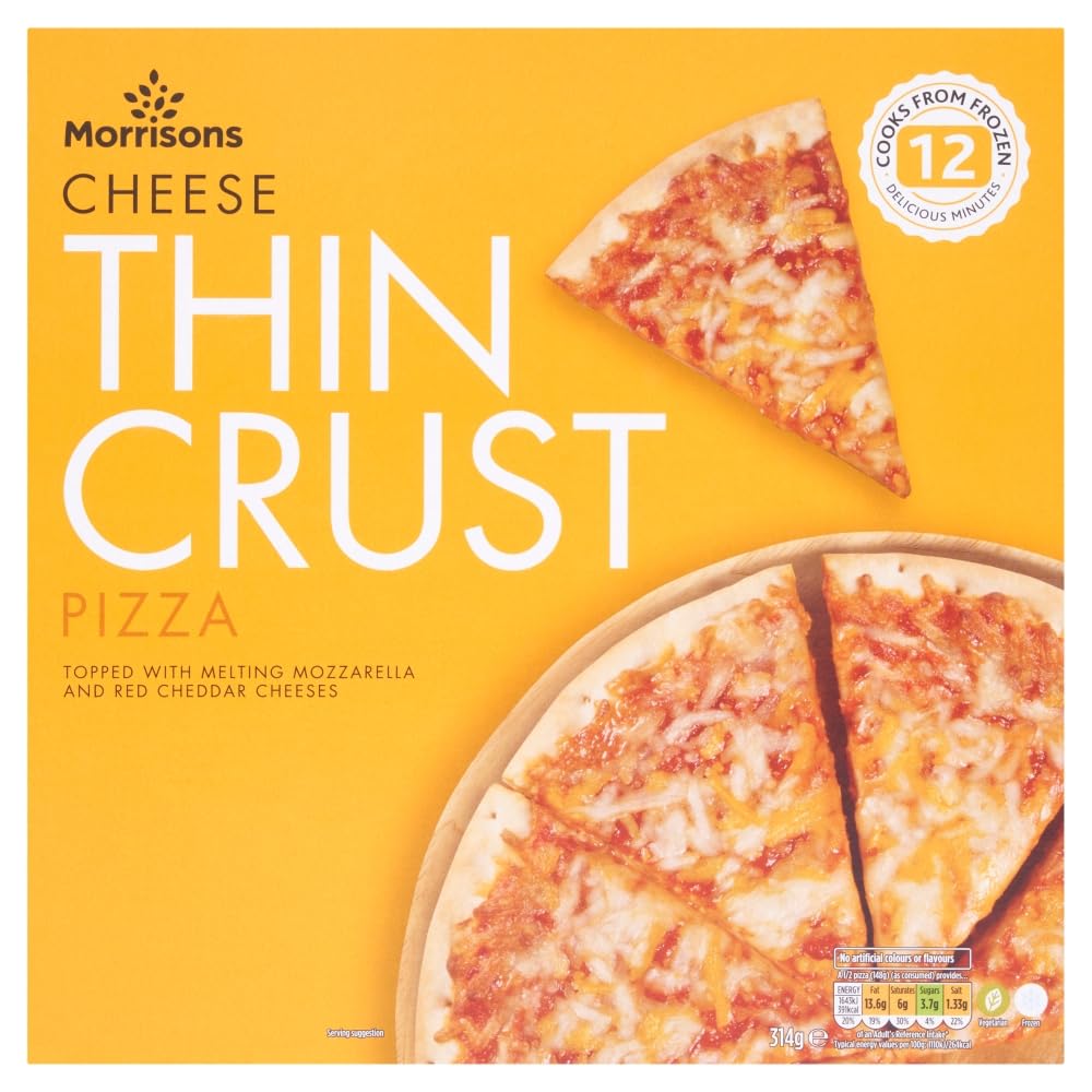 Morrisons Thin Cheese Pizza (Frozen), 314 g (Pack of 1)