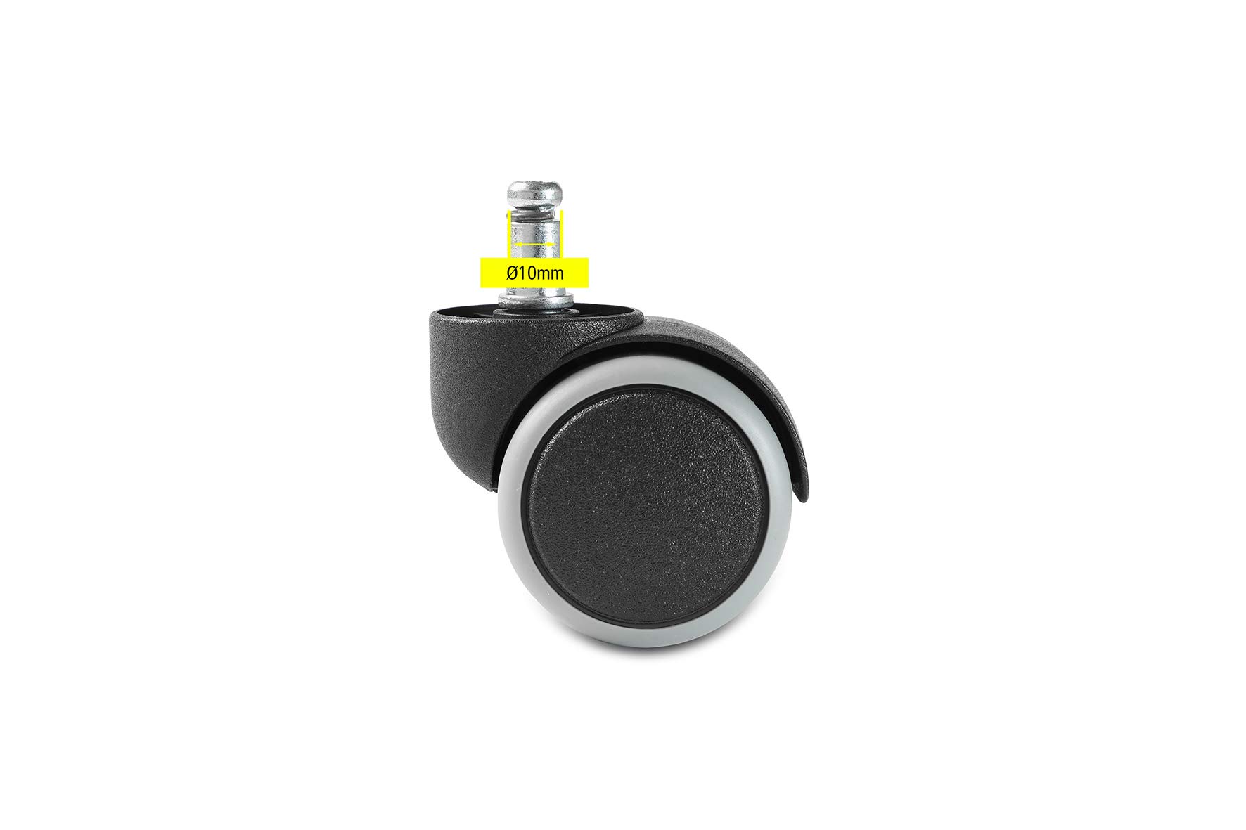 Topstar Rolki do krzeseł biurowych Zestaw 5 sztuk 6991 rozmiar trzpienia 10 mm/średnica 50 mm czarne