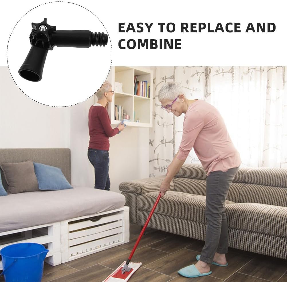 Zerodeko 3Pcs Angle Adjustable Pole Extension Hinge Tip Mop Handle Adaptor for Standard Threaded Heads Window Squeegee Cobweb Brush Dust Mop Adapter