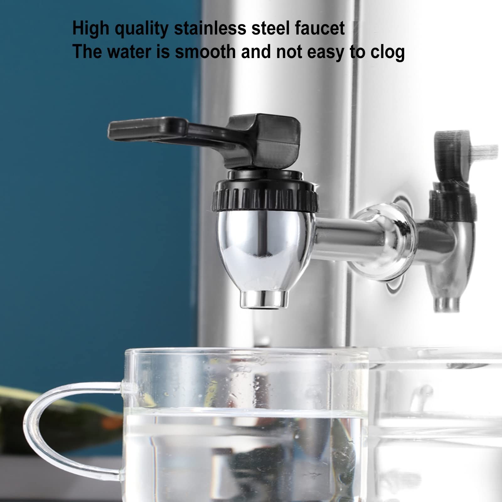 Isolierter Edelstahl-Eimer, Edelstahl-Eimer mit Wasserhahn, isolierter Eimer für den gewerblichen Einsatz, Großraum-Suppeneimer (Silver-100L)