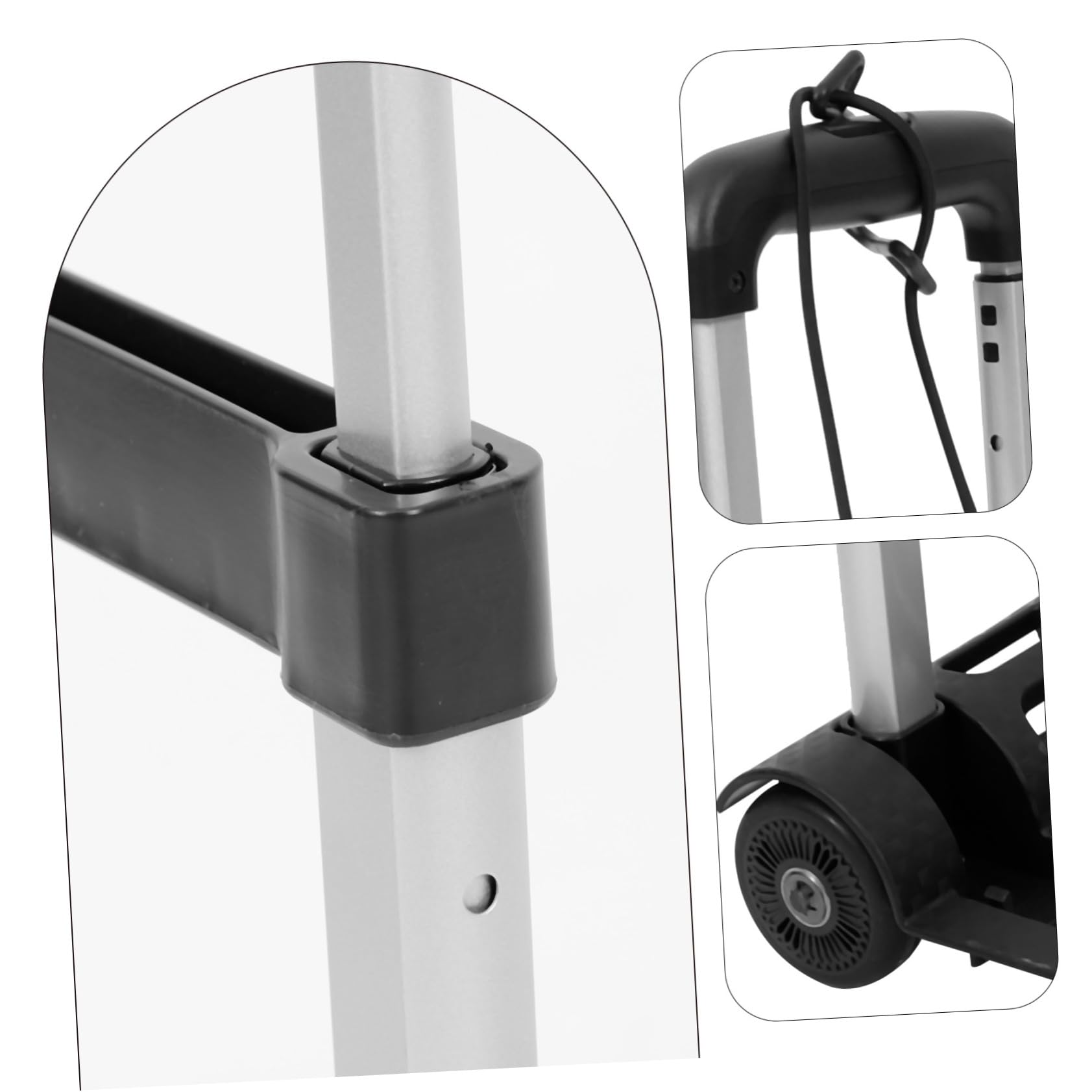 Carrito de Compras Plegable Ligero de Hierro y Aluminio Negro | Dos Ruedas, Asa Telescópica y Correa Incluida, Diseño Simple y Funcional para Transporte de Materiales
